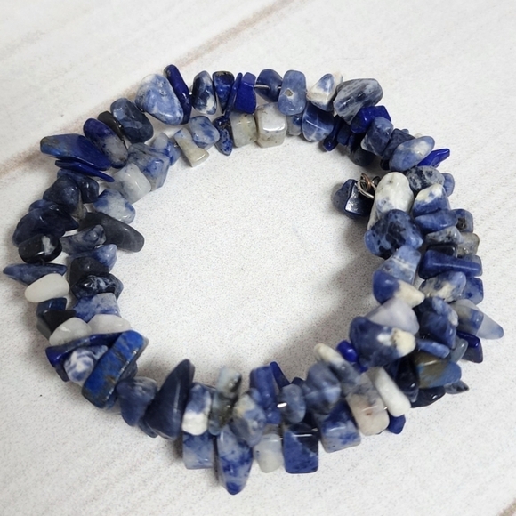 Sodalite Coil Wrap Beaded Bracelet Handmade - New - Picture 8 of 8